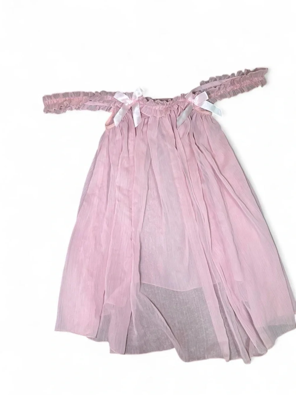 Pink Babydoll Set with Ribbon Bows - Size M
